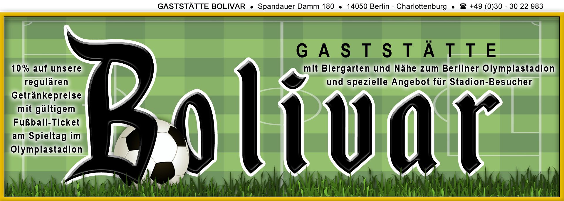 Berlin - Olympiastadion - Heimspiel - Biergarten - 10% Getränke - Essen - Biergarten - Regeln - BSC