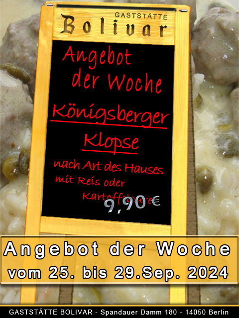 Angebot der Woche Königsberger Klopse - vom 25 bis 29 September 2024