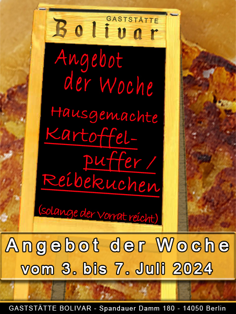 Angebot der Woche - vom 3 bis 7 Juli 2024 - Kartoffelpuffer - Reibekuchen