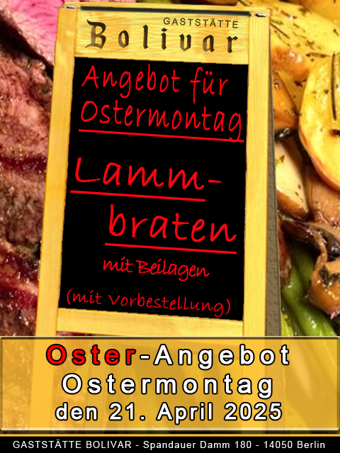 Ostern 2025 - Angebot Ostermontag, den 21. April 2025