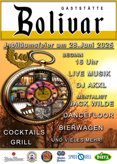 Jubiläumsfeier am 28 Juni 2025 - 140 Jahre Gaststätte in Neu-Westend - Ein Fest für die Sinne