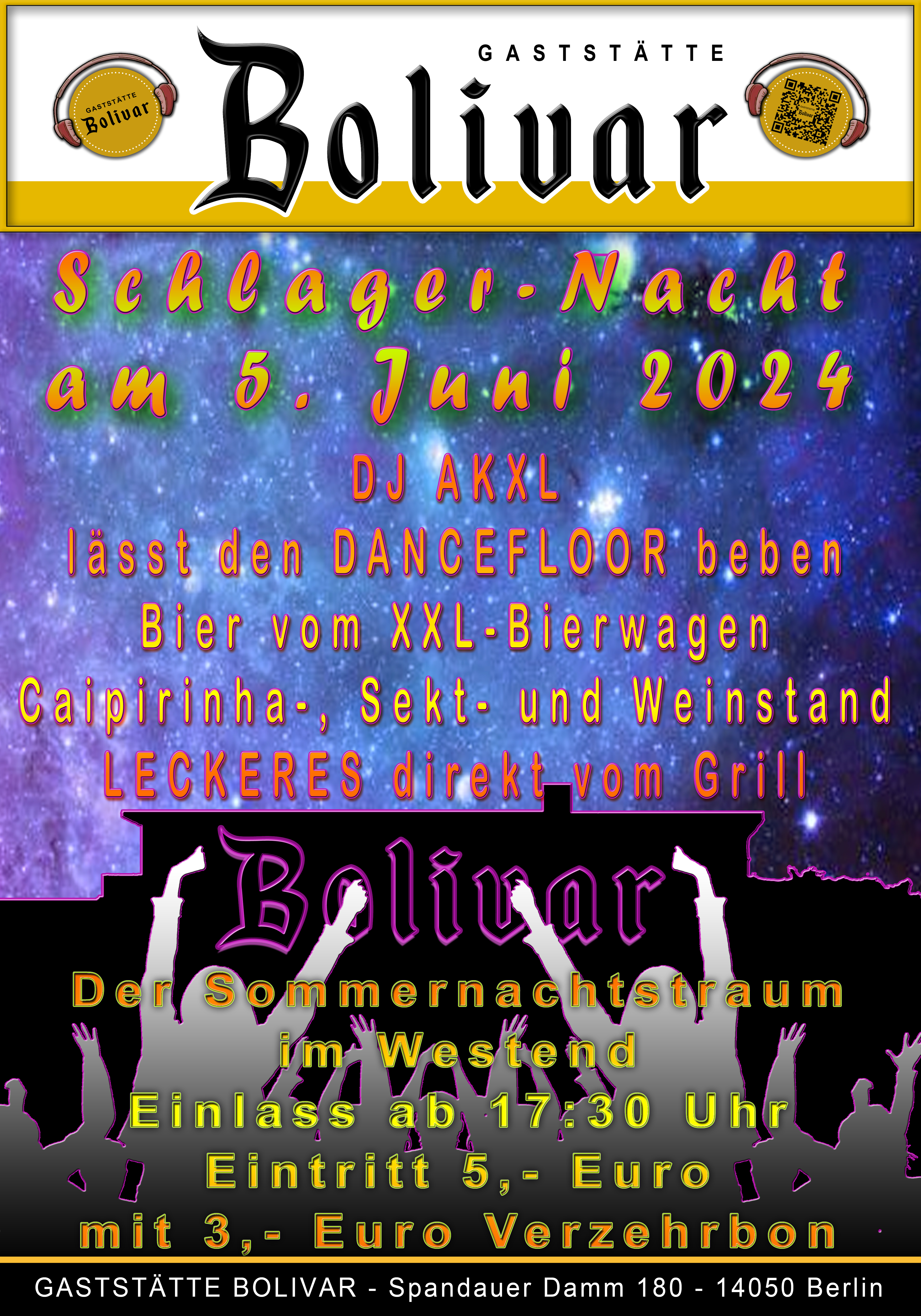 Der Sommernachtstraum in Charlottenburg im Kiez vom Westend die Schlagernacht am 4. Mai 2024