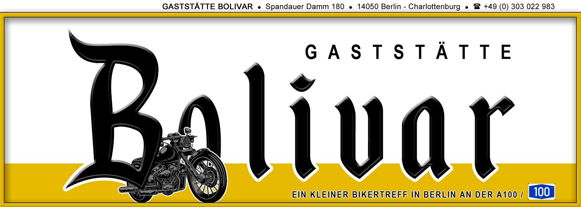 Motorrad-Biker-Treff-Punkt Bolivar im Westend von Berlin Charlottenburg - An der A100 mit gemütlichen ruhigen sonnigen Biergarten - Die Terrasse kann sich sehen lassen und Parkplätze sind vor der Tür