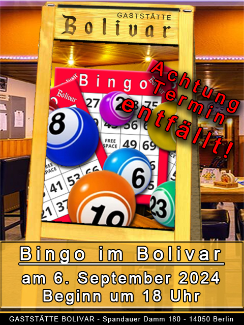 Bingo in Berlin - Charlottenburg - Neu-Westend, am 6. September 2024, ab 18 Uhr