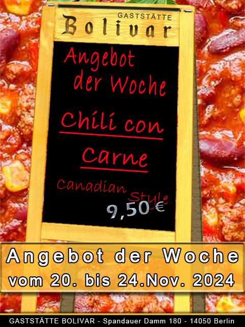 Angebot der Woche - 20 bis 24 November 2024 - Chili con Carne