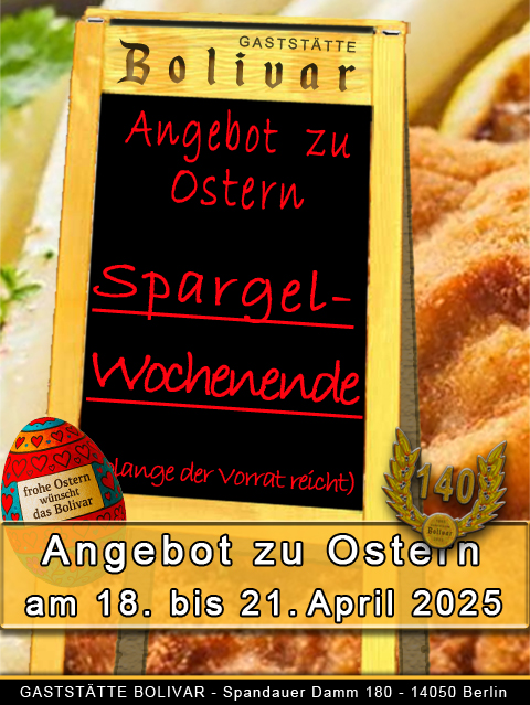 Spargel-Zeit 2025 - frischer Spargel aus Brandenburg - Wohin in Berlin - Charlottenburg - Wilmersdorf - Neu-Westend - Spandau - Siemensstadt - Essen gehen - Biergarten - Terrasse - sonnig und gemüdliche Zeit - Mittagessen - Lokal - Gststätte - Restaurant - Imbiss